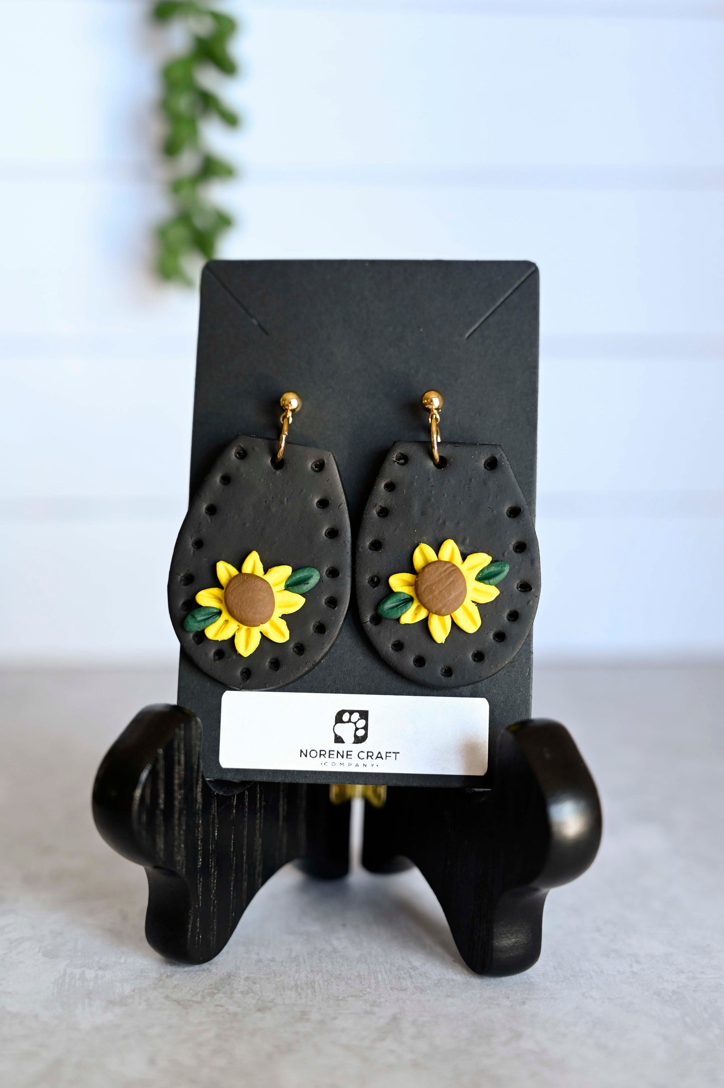 Faux Leather Sunflower Earrings