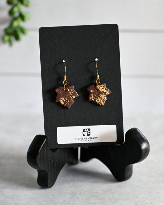 Brown and Gold Leaf Earrings