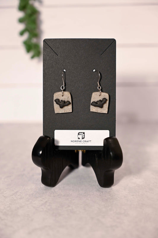 Tombstone Bat Earrings